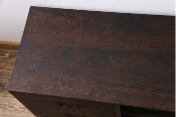 ラフジュ工房オリジナル　古い引き出しを活かしたローボード(リビングボード、引き出し)