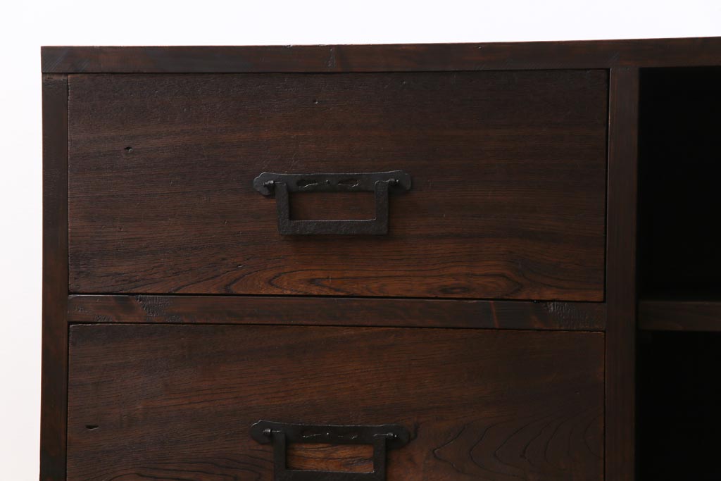 ラフジュ工房オリジナル　古い引き出しを活かしたローボード(リビングボード、引き出し)