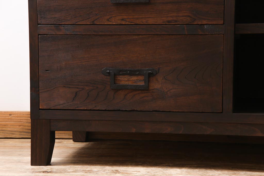 ラフジュ工房オリジナル　古い引き出しを活かしたローボード(リビングボード、引き出し)