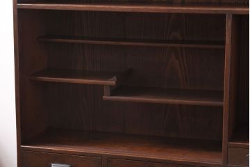 アンティーク家具　和製アンティーク　三方ケヤキ材　上品な和の趣きあふれる茶箪笥(収納棚、飾り棚)