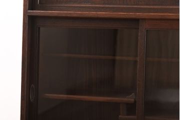アンティーク家具　和製アンティーク　三方ケヤキ材　上品な和の趣きあふれる茶箪笥(収納棚、飾り棚)