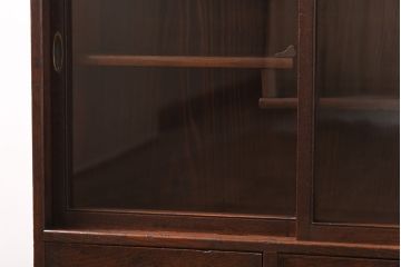 アンティーク家具　和製アンティーク　三方ケヤキ材　上品な和の趣きあふれる茶箪笥(収納棚、飾り棚)