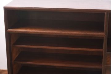 中古　松本民芸家具　モダンな雰囲気の90型茶タンス(サイドボード、戸棚)(定価約35万6千円)(1)