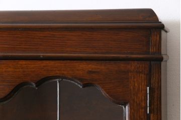 アンティーク家具　イギリスアンティーク　オーク材とステンドグラスの魅力あふれるビューローブックケース(ライティングビューロー、収納棚)