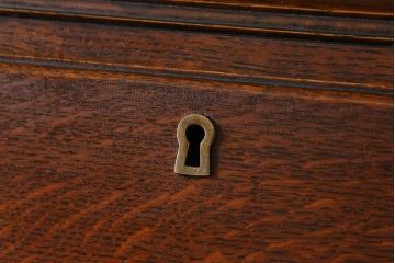アンティーク家具　イギリスアンティーク　オーク材とステンドグラスの魅力あふれるビューローブックケース(ライティングビューロー、収納棚)