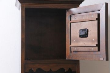 アンティーク雑貨　中古美品　松本民芸家具　気品漂うシックなB型時計台(ホールクロック、戸棚)(定価約43万円)