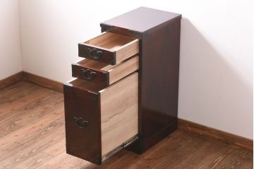 中古美品　伝統民芸家具　岩谷堂箪笥　菊幸　細身のサイドチェスト(立タンス)