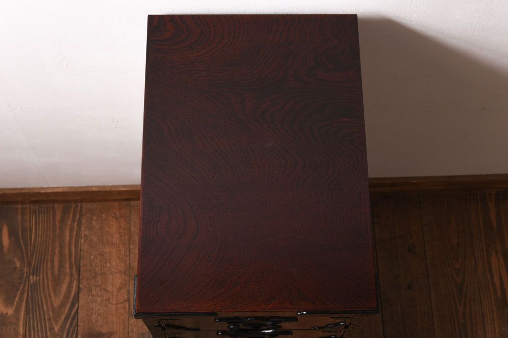 中古美品　伝統民芸家具　岩谷堂箪笥　菊幸　細身のサイドチェスト(立タンス)