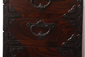 中古美品　伝統民芸家具　岩谷堂箪笥　菊幸　細身のサイドチェスト(立タンス)