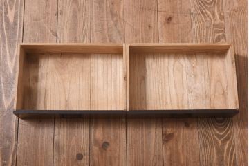 アンティーク家具　昭和初期　黒檀・栓材　結霜ガラスが上品なローボード(収納棚、置き床)