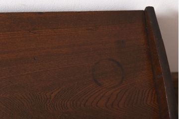 アンティーク家具　昭和初期　黒檀・栓材　結霜ガラスが上品なローボード(収納棚、置き床)
