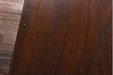 アンティーク家具　昭和初期　黒檀・栓材　結霜ガラスが上品なローボード(収納棚、置き床)