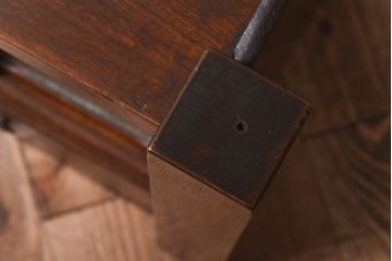 アンティーク家具　昭和初期　黒檀・栓材　結霜ガラスが上品なローボード(収納棚、置き床)
