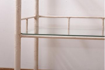 ペイント家具　シャビーな雰囲気漂うシンプルなキャスターワゴン(キッチンワゴン、サイドワゴン)