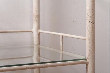 ペイント家具　シャビーな雰囲気漂うシンプルなキャスターワゴン(キッチンワゴン、サイドワゴン)