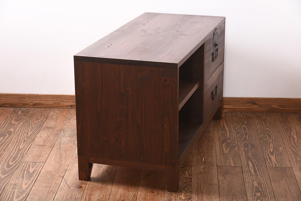 ラフジュ工房オリジナル　古い引き出しが魅力のローボード(リビングボード、引き出し)