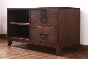 ラフジュ工房オリジナル　古い引き出しが魅力のローボード(リビングボード、引き出し)