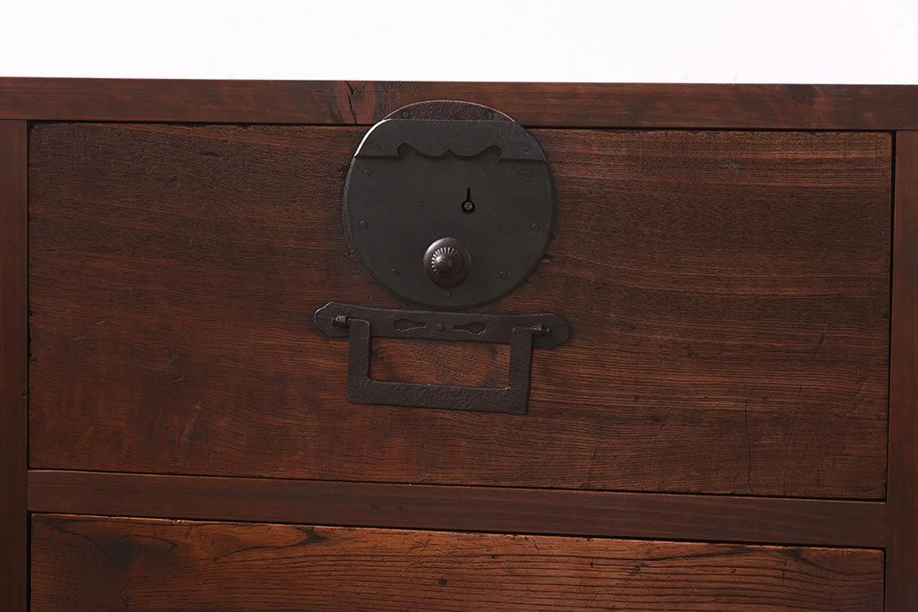 ラフジュ工房オリジナル　古い引き出しが魅力のローボード(リビングボード、引き出し)