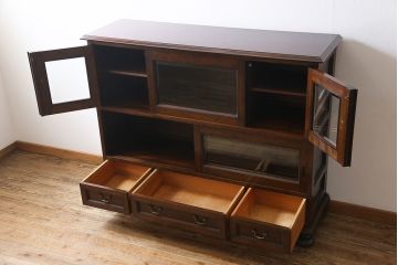 中古　ビンテージ　松本民芸家具　C型サイドボード(食器棚、キャビネット、収納棚)(定価約70万円)