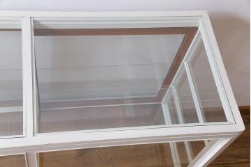 ペイント家具　レトロで落ち着いたカラーのガラスケース(ショーケース、陳列棚)