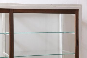 ペイント家具　レトロで落ち着いたカラーのガラスケース(ショーケース、陳列棚)