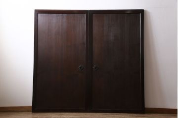 和製アンティーク　裏表で異なる取っ手が魅力の帯戸(板戸、引き戸、建具)2枚組