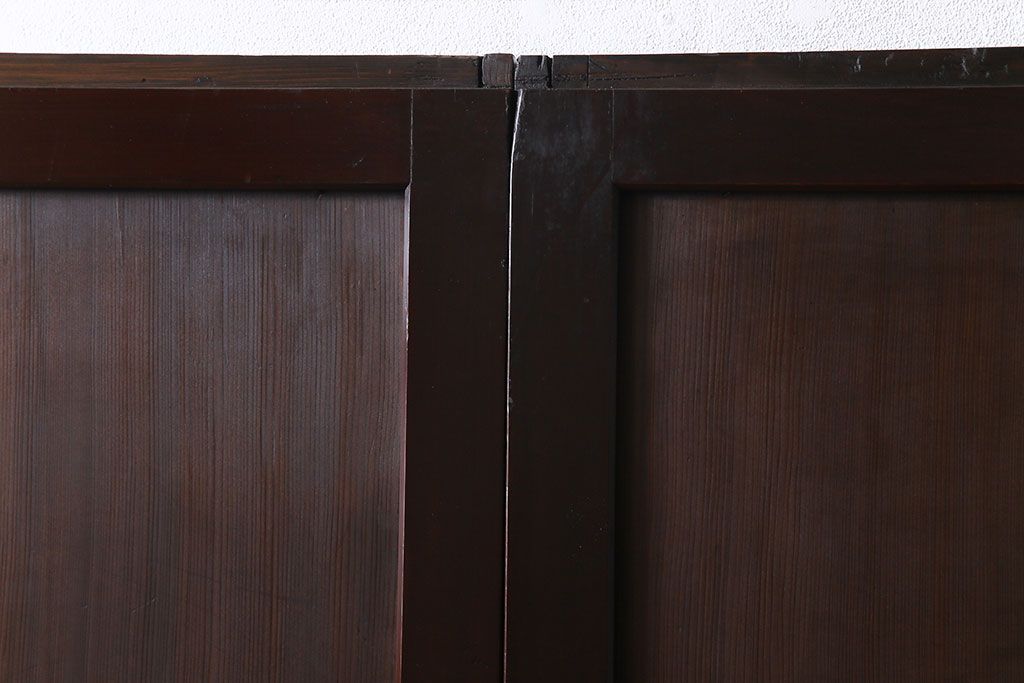 和製アンティーク　裏表で異なる取っ手が魅力の帯戸(板戸、引き戸、建具)2枚組