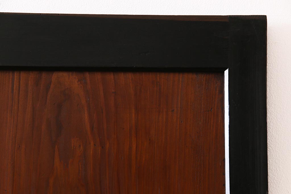 和製アンティーク　ヒノキ材　黒の縁がモダンな帯戸4枚セット(板戸、引戸、建具)