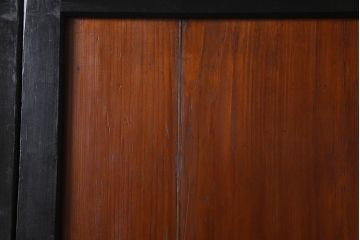 和製アンティーク　ヒノキ材　黒の縁がモダンな帯戸4枚セット(板戸、引戸、建具)