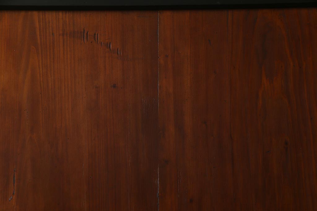 和製アンティーク　ヒノキ材　黒の縁がモダンな帯戸4枚セット(板戸、引戸、建具)