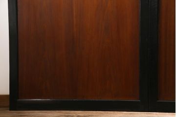 和製アンティーク　ヒノキ材　黒の縁がモダンな帯戸4枚セット(板戸、引戸、建具)