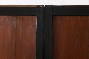 和製アンティーク　ヒノキ材　黒の縁がモダンな帯戸4枚セット(板戸、引戸、建具)