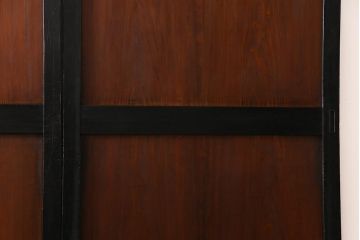 和製アンティーク　ヒノキ材　黒の縁がモダンな帯戸4枚セット(板戸、引戸、建具)