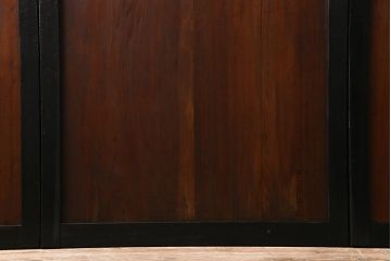 和製アンティーク　ヒノキ材　黒の縁がモダンな帯戸4枚セット(板戸、引戸、建具)