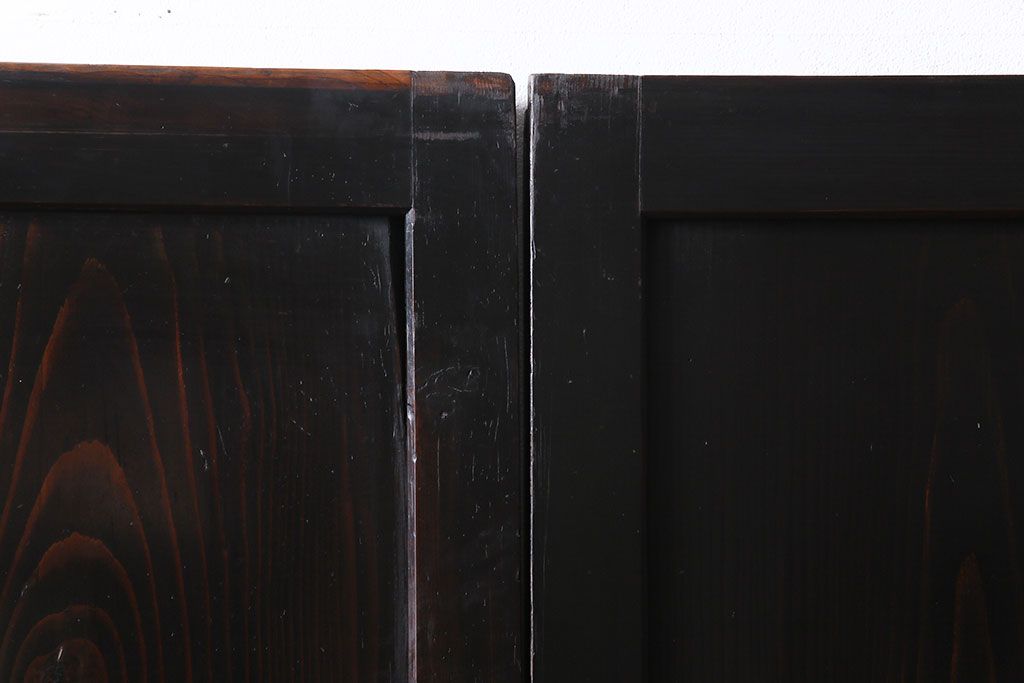 【商談品】和製アンティーク　燻された渋い色味が素敵な帯戸4枚セット(板戸、引戸、建具)