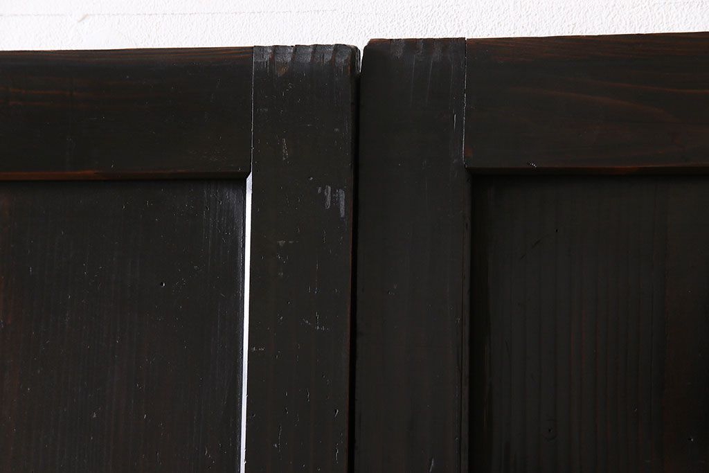 【商談品】和製アンティーク　燻された渋い色味が素敵な帯戸4枚セット(板戸、引戸、建具)