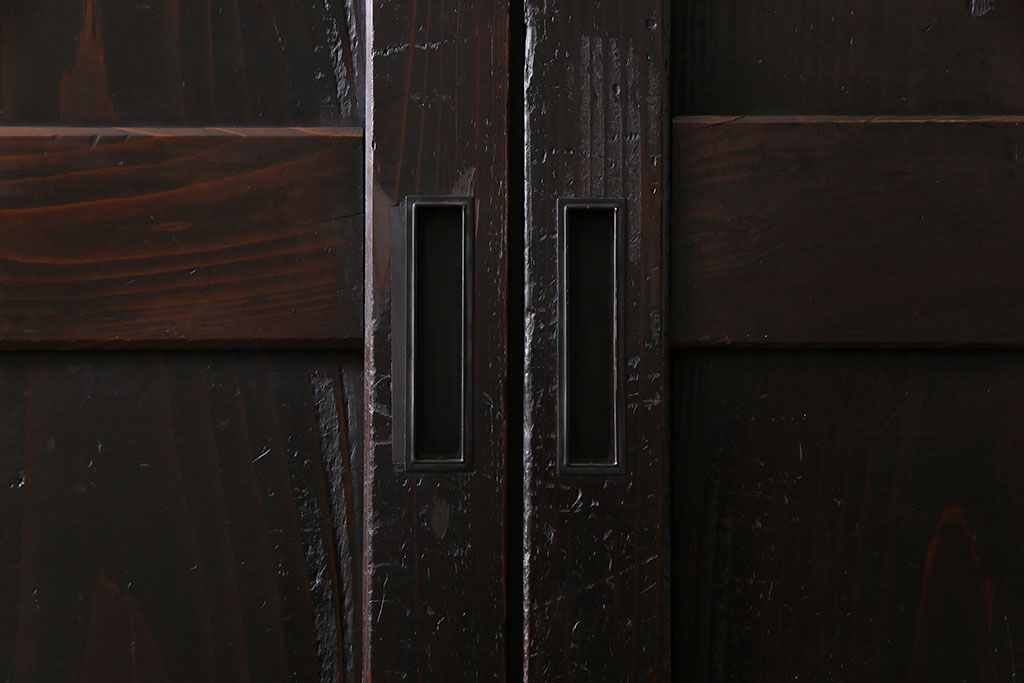 【商談品】和製アンティーク　燻された渋い色味が素敵な帯戸4枚セット(板戸、引戸、建具)