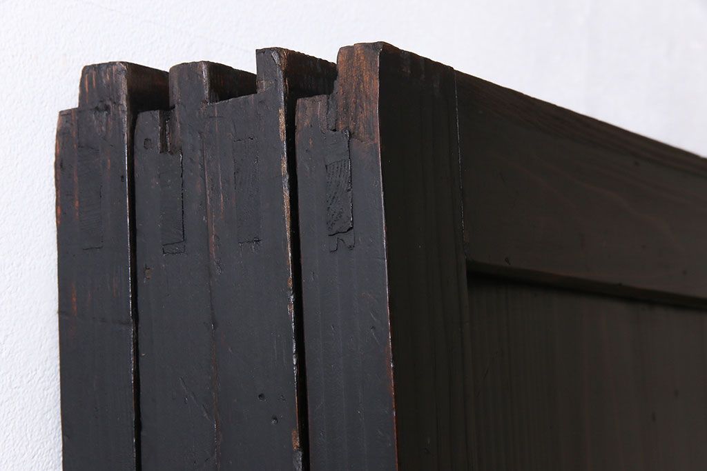 【商談品】和製アンティーク　燻された渋い色味が素敵な帯戸4枚セット(板戸、引戸、建具)