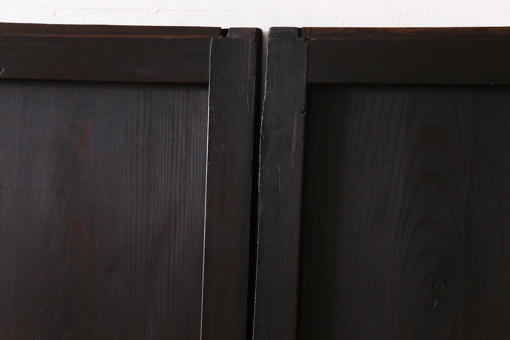 【商談品】和製アンティーク　燻された渋い色味が素敵な帯戸4枚セット(板戸、引戸、建具)