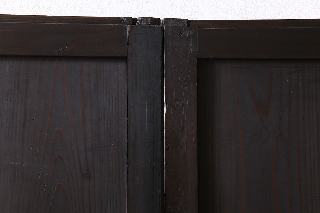 【商談品】和製アンティーク　燻された渋い色味が素敵な帯戸4枚セット(板戸、引戸、建具)