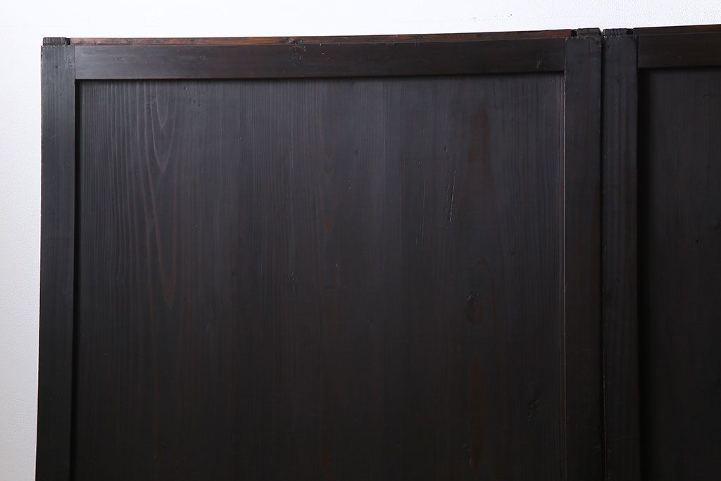 【商談品】和製アンティーク　燻された渋い色味が素敵な帯戸4枚セット(板戸、引戸、建具)