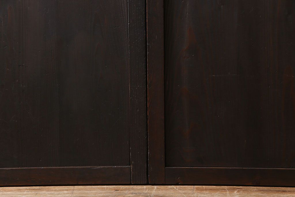 【商談品】和製アンティーク　燻された渋い色味が素敵な帯戸4枚セット(板戸、引戸、建具)