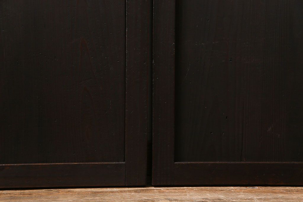 【商談品】和製アンティーク　燻された渋い色味が素敵な帯戸4枚セット(板戸、引戸、建具)