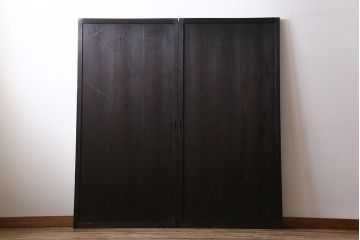【商談品】和製アンティーク　明治期　古い木の質感が味わい深い板戸2枚セット(帯戸、引き戸、建具)