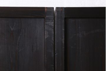 【商談品】和製アンティーク　明治期　古い木の質感が味わい深い板戸2枚セット(帯戸、引き戸、建具)
