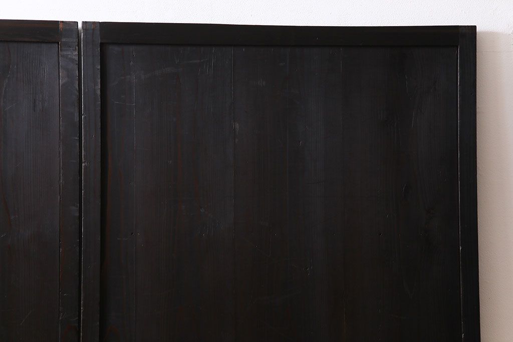 【商談品】和製アンティーク　明治期　古い木の質感が味わい深い板戸2枚セット(帯戸、引き戸、建具)