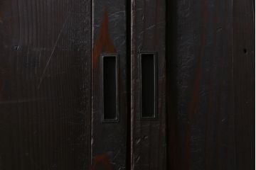 【商談品】和製アンティーク　明治期　古い木の質感が味わい深い板戸2枚セット(帯戸、引き戸、建具)