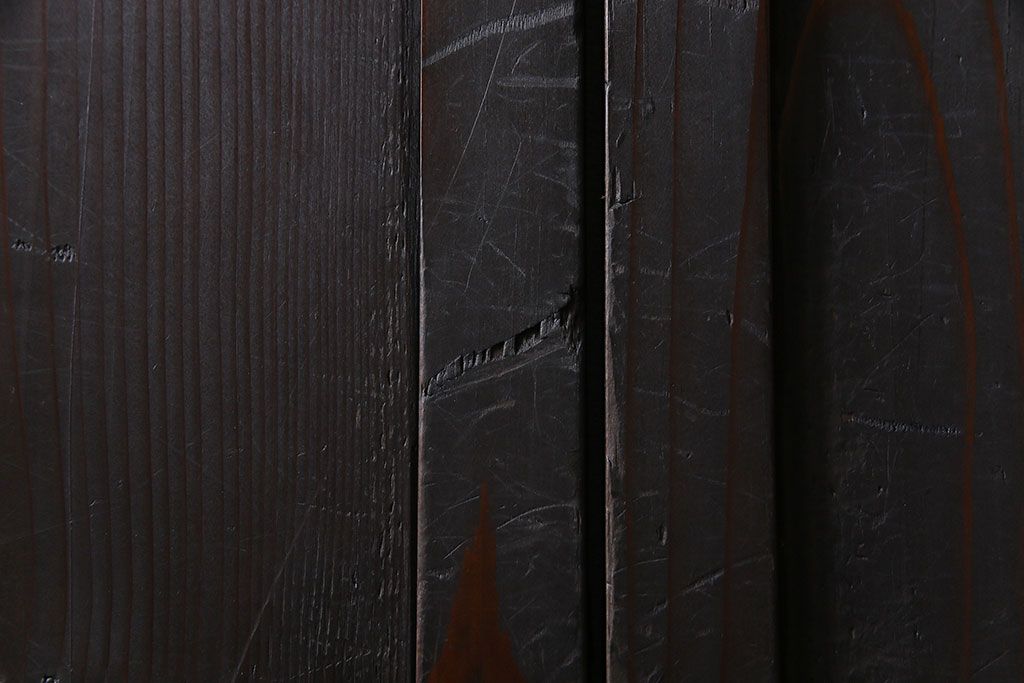 【商談品】和製アンティーク　明治期　古い木の質感が味わい深い板戸2枚セット(帯戸、引き戸、建具)