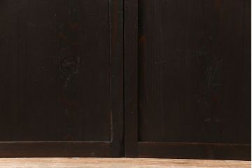 【商談品】和製アンティーク　明治期　古い木の質感が味わい深い板戸2枚セット(帯戸、引き戸、建具)