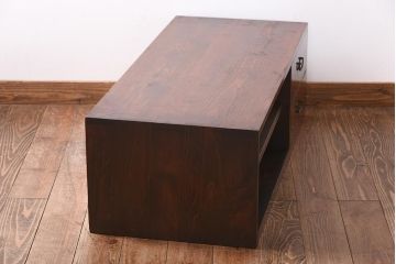 レトロ家具　昭和レトロ　前面ケヤキ材　様々なインテリアに合わせやすいシンプルなローボード(テレビボード、リビングボード)